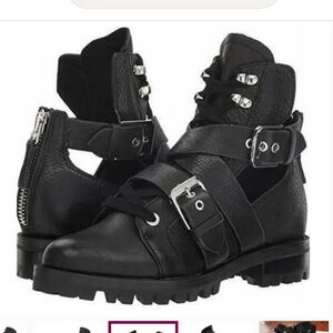 Dolce Vita Womens Preia Leather Lug Sole Ankle Boots Black